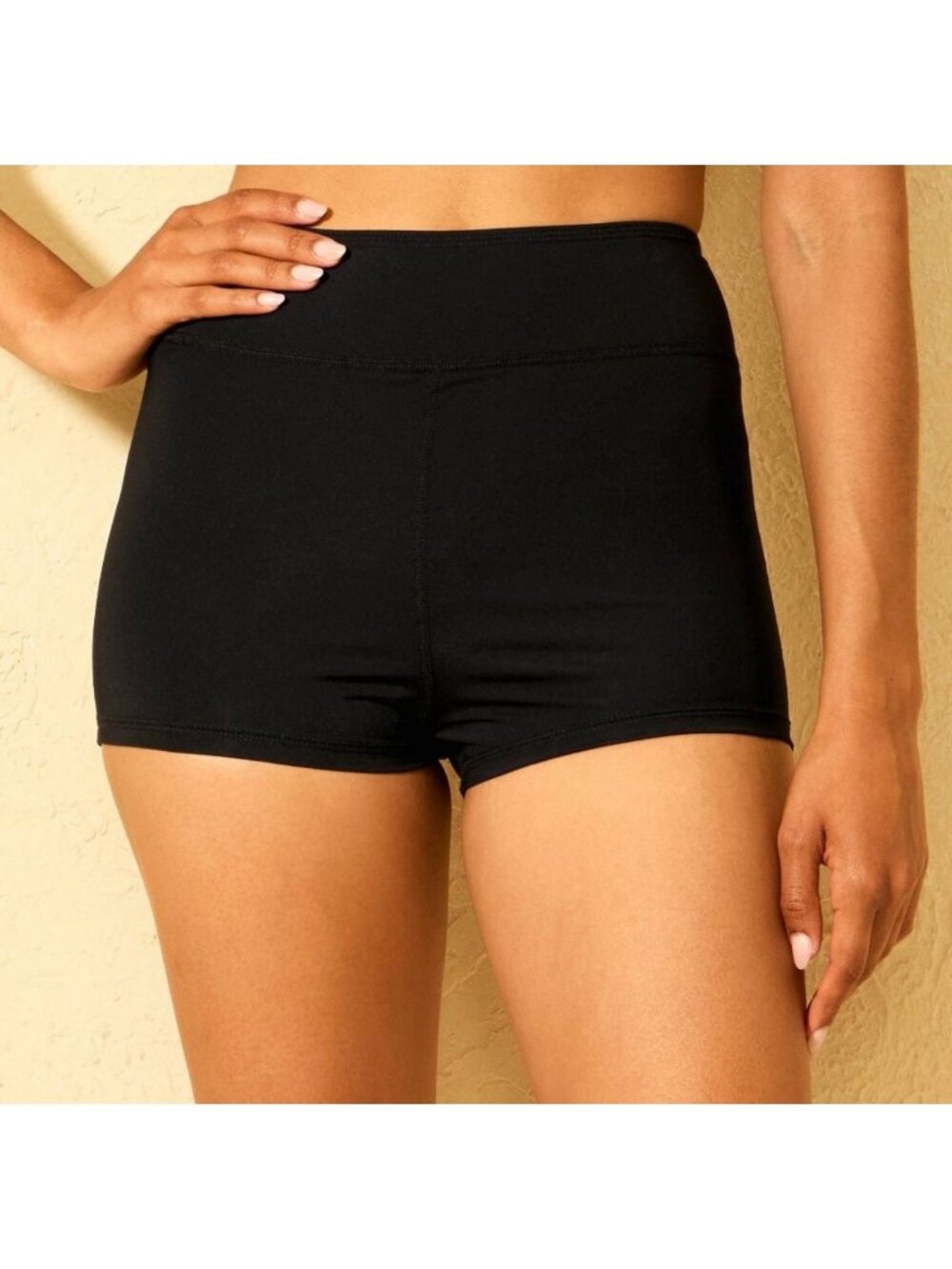 NWT Shade & Shore Black High Waist Swim Boyshorts - Size: Medium